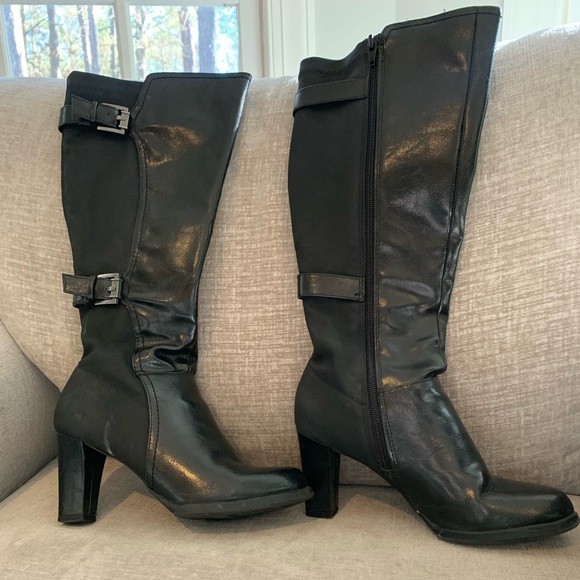 Black knee high heeled boots size 7 - Picture 2 of 5